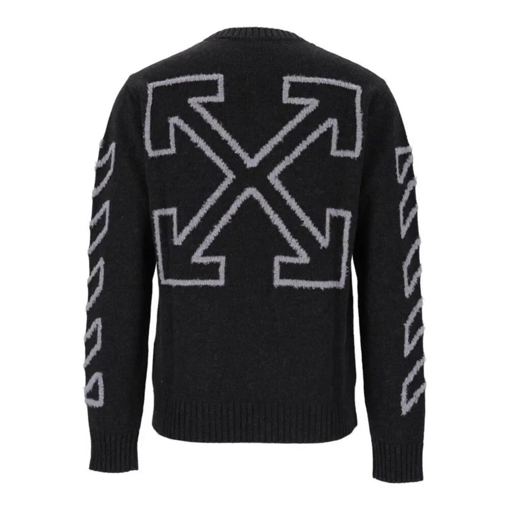 Off-White Men The Diagonal Arrow Fuzzy Crew Neck Sweater